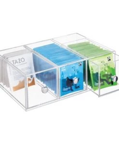 mDesign Plastic Kitchen Storage Tea Organizer, Flips, 3 Drawers -Kitchen Storage shop unnamed file 3227