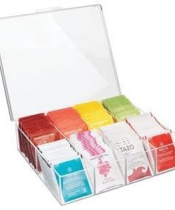 mDesign Tea Storage Organizer Box - 8 Divided Sections, with Lid -Kitchen Storage shop unnamed file 3235