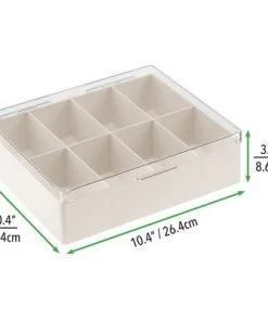 mDesign Tea Storage Organizer Box - 8 Divided Sections, with Lid -Kitchen Storage shop unnamed file 3237