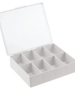 mDesign Tea Storage Organizer Box - 8 Divided Sections, with Lid -Kitchen Storage shop unnamed file 3240