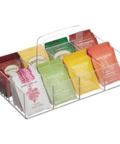 mDesign Compact Plastic Tea Storage Organizer Caddy Tote - 8 Sections - Clear -Kitchen Storage shop unnamed file 3255