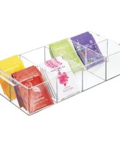 Kitchen Storage shop 40 mDesign Plastic Tea Storage Organizer Caddy Tote, 8 Sections
