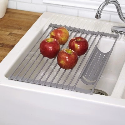 The Lakeside Collection Lakeside Gray Roll-Up Silicone Over the Sink Dish Rack - Multifunction Kitchen Utensil 4 The Lakeside Collection Lakeside Gray Roll-Up Silicone Over the Sink Dish Rack - Multifunction Kitchen Utensil - Image 2