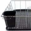 MegaChef 16 Inch Chrome Plated and Plastic Counter Top Drying Dish Rack in Black