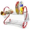 MegaChef 16 Inch Two Shelf Dish Rack in Red -Kitchen Storage shop unnamed file 374