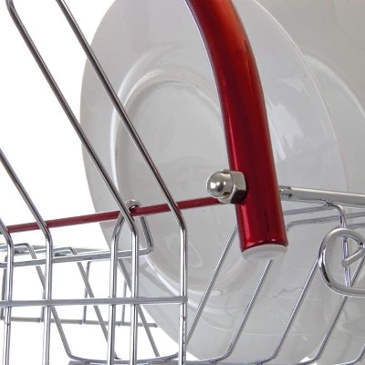 MegaChef 16 Inch Two Shelf Dish Rack in Red 6 MegaChef 16 Inch Two Shelf Dish Rack in Red - Image 4