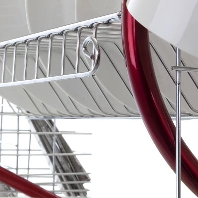 MegaChef 16 Inch Two Shelf Dish Rack in Red 7 MegaChef 16 Inch Two Shelf Dish Rack in Red - Image 5