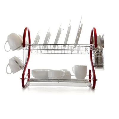 MegaChef 16 Inch Two Shelf Dish Rack in Red 9 MegaChef 16 Inch Two Shelf Dish Rack in Red - Image 7