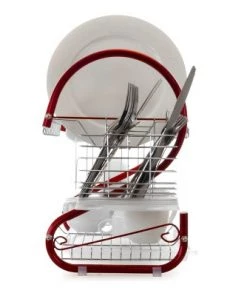 MegaChef 16 Inch Two Shelf Dish Rack in Red 22 MegaChef 16 Inch Two Shelf Dish Rack in Red -Kitchen Storage shop unnamed file 382