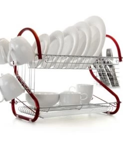 MegaChef 16 Inch Two Shelf Dish Rack in Red 23 MegaChef 16 Inch Two Shelf Dish Rack in Red -Kitchen Storage shop unnamed file 383
