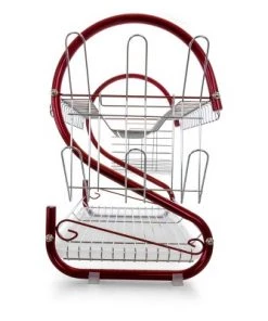 MegaChef 16 Inch Two Shelf Dish Rack in Red 24 MegaChef 16 Inch Two Shelf Dish Rack in Red -Kitchen Storage shop unnamed file 384