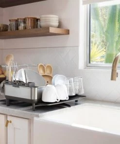 simplehuman Stainless Steel Frame Dish Rack Large Gray -Kitchen Storage shop unnamed file 444