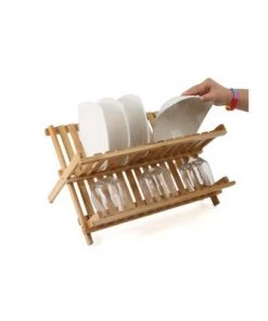 Mind Reader Wooden Dish Rack, Bamboo Brown