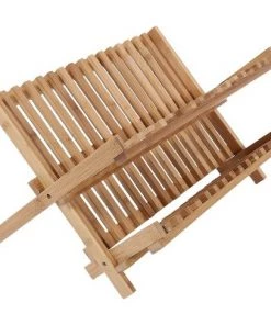 Juvale 2 Tier Bamboo Drying Dish Rack for Kitchen, Collapsible and Compact (13 x 18 x 9.8 in)