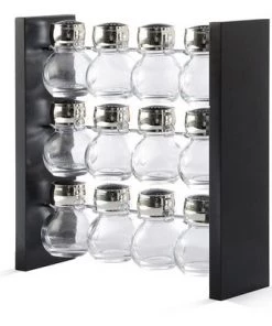 Belwares Spice Rack Stand with 12 Clear Glass Bottles Sleek and Kitchen Organizer -Kitchen Storage shop unnamed file 529