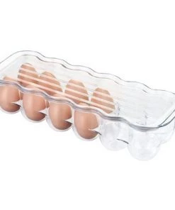 mDesign Plastic Egg Storage Tray Holder for Refrigerator, 12 Eggs
