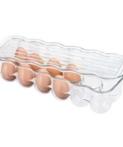 mDesign Plastic Egg Storage Tray Holder for Refrigerator, 12 Eggs -Kitchen Storage shop unnamed file 532