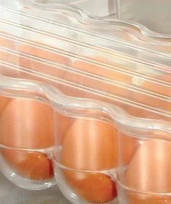 mDesign Plastic Egg Storage Tray Holder for Refrigerator, 12 Eggs -Kitchen Storage shop unnamed file 535
