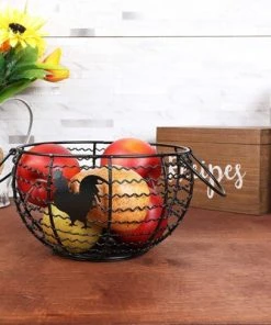 Juvale Wire Egg Basket, Farmhouse Kitchen Organizer (Black, 8.2 x 8.2 x 4.9 In)