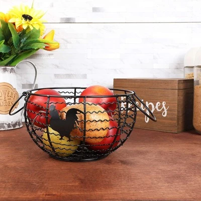 Juvale Wire Egg Basket, Farmhouse Kitchen Organizer (Black, 8.2 x 8.2 x 4.9 In) 3 Juvale Wire Egg Basket, Farmhouse Kitchen Organizer (Black, 8.2 x 8.2 x 4.9 In)