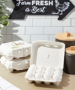 Okuna Outpost 18 Pack Paper Egg Cartons for 1 Dozen Chicken Eggs with Labels and Twine