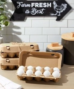 Okuna Outpost 15 Pack Brown Paper Cardboard Egg Carton with Jute String and Stickers, Holds 10 Eggs Each