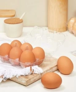 Stockroom Plus 30 Pack Plastic Egg Cartons for Half Dozen Chicken Eggs Bulk, Labels Included