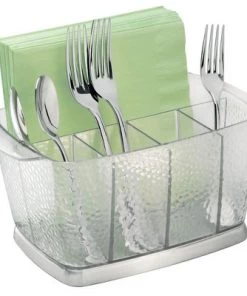 IDESIGN InterDesign Rain Flatware Caddy 9" Clear