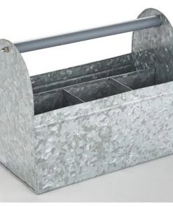 The Lakeside Collection Lakeside Galvanized Metal Flatware and Utensil Caddy with Carrying Handle