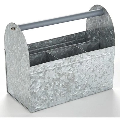 The Lakeside Collection Lakeside Galvanized Metal Flatware and Utensil Caddy with Carrying Handle 3 The Lakeside Collection Lakeside Galvanized Metal Flatware and Utensil Caddy with Carrying Handle