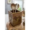 GG Collection Mango Wood with Laser and Metal Inlay Leaf Design Utensil Holder. -Kitchen Storage shop unnamed file 631