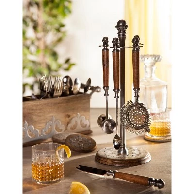 GG Collection Heritage Collection Wood and Inlay Metal Flatware Caddy 3 GG Collection Heritage Collection Wood and Inlay Metal Flatware Caddy