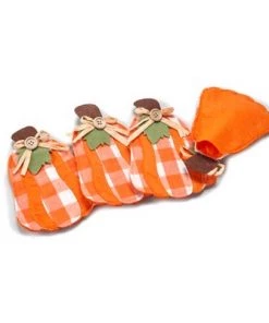 The Lakeside Collection Lakeside Pumpkin Utensil Holder - Farmhouse Table Decor for Fall Holidays - Set of 4