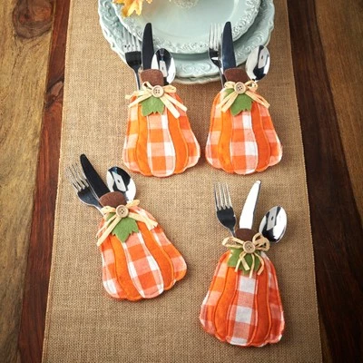 The Lakeside Collection Lakeside Pumpkin Utensil Holder - Farmhouse Table Decor for Fall Holidays - Set of 4 4 The Lakeside Collection Lakeside Pumpkin Utensil Holder - Farmhouse Table Decor for Fall Holidays - Set of 4 - Image 2