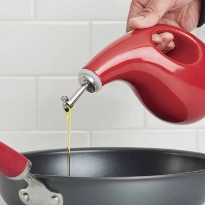 Rachael Ray 24oz Stoneware Extra Virgin Olive Oil Dispenser Bottle Red 6 Rachael Ray 24oz Stoneware Extra Virgin Olive Oil Dispenser Bottle Red - Image 4