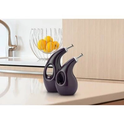 Rachael Ray 24oz Stoneware Extra Virgin Olive Oil Dispenser Bottle Purple 4 Rachael Ray 24oz Stoneware Extra Virgin Olive Oil Dispenser Bottle Purple - Image 2