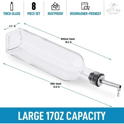 Zulay Kitchen Olive Oil Dispenser Bottle For Kitchen - Glass Olive Oil Bottle With 2 Spouts, 2 Removable Corks, 2 Caps, 1 Funnel 4 Zulay Kitchen Olive Oil Dispenser Bottle For Kitchen - Glass Olive Oil Bottle With 2 Spouts, 2 Removable Corks, 2 Caps, 1 Funnel - Image 2