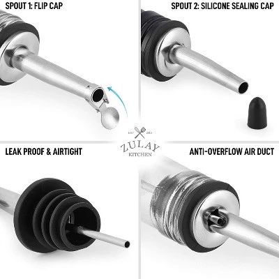 Zulay Kitchen Olive Oil Dispenser Bottle For Kitchen - Glass Olive Oil Bottle With 2 Spouts, 2 Removable Corks, 2 Caps, 1 Funnel 5 Zulay Kitchen Olive Oil Dispenser Bottle For Kitchen - Glass Olive Oil Bottle With 2 Spouts, 2 Removable Corks, 2 Caps, 1 Funnel - Image 3