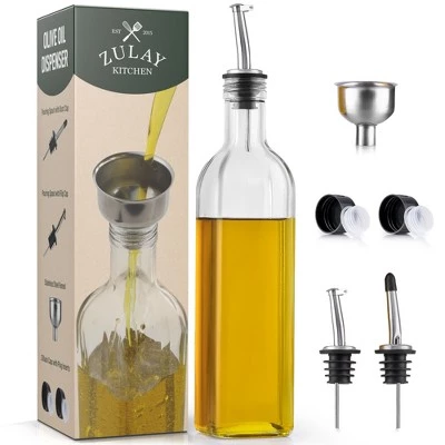 Zulay Kitchen Olive Oil Dispenser Bottle For Kitchen - Glass Olive Oil Bottle With 2 Spouts, 2 Removable Corks, 2 Caps, 1 Funnel 9 Zulay Kitchen Olive Oil Dispenser Bottle For Kitchen - Glass Olive Oil Bottle With 2 Spouts, 2 Removable Corks, 2 Caps, 1 Funnel - Image 7