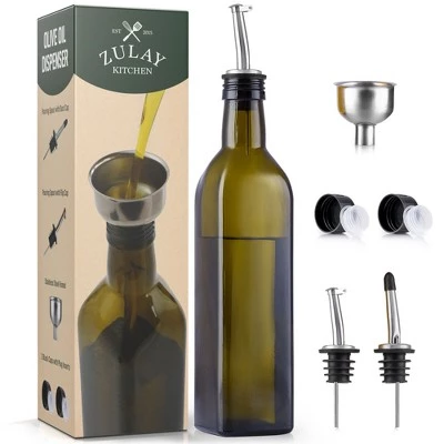 Zulay Kitchen Olive Oil Dispenser Bottle For Kitchen - Glass Olive Oil Bottle With 2 Spouts, 2 Removable Corks, 2 Caps, 1 Funnel 11 Zulay Kitchen Olive Oil Dispenser Bottle For Kitchen - Glass Olive Oil Bottle With 2 Spouts, 2 Removable Corks, 2 Caps, 1 Funnel - Image 9