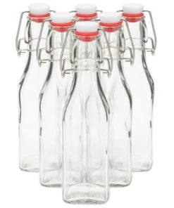 Juvale 6 Pack Swing Top Glass Bottles with Flip Top & Cleaning Brush for Kombucha, Beverages, Oil, Clear, 8 Oz -Kitchen Storage shop unnamed file 676