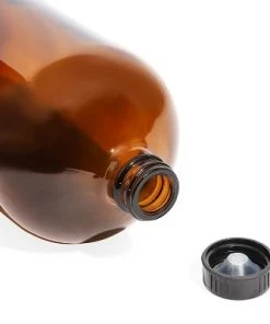 Juvale 4 Pack Boston Round Bottles with Caps, Kombucha and Drink Growler, Amber (32 oz)