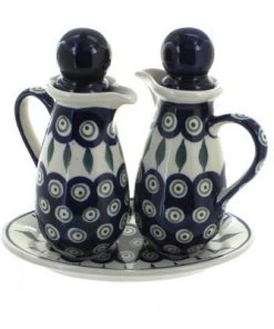 Blue Rose Pottery Blue Rose Polish Pottery 1184 Zaklady Oil & Vinegar Sets
