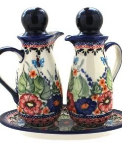Blue Rose Pottery Blue Rose Polish Pottery 1184 Zaklady Oil & Vinegar Sets -Kitchen Storage shop unnamed file 714