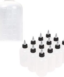 Juvale 12-Pack Boston Round Plastic Squeeze Bottle 8 Oz with Black Twist Cap for Sauces, Condiments, Arts & Crafts, White, 2.4"x6.15" -Kitchen Storage shop unnamed file 723