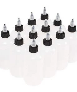 Juvale 12-Pack Boston Round Plastic Squeeze Bottle 8 Oz with Black Twist Cap for Sauces, Condiments, Arts & Crafts, White, 2.4"x6.15" -Kitchen Storage shop unnamed file 724
