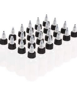 Juvale 24-Pack Boston Round Bottles with Twist Caps for BBQ Condiments Sauce Oil, Arts and Crafts 2 oz