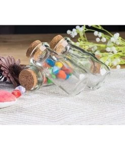 Blue Panda 15x Mini Clear Transparent Milk Jars Glass Bottle with Cork Stoppers Lid, 2.7Oz