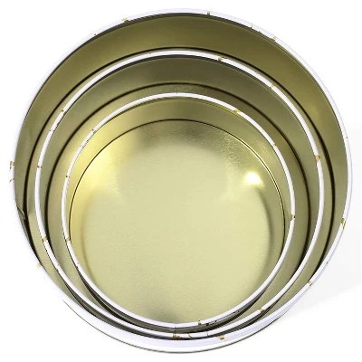 Juvale 3-Pack Empty Nesting Metal Tin Box Canister Set Round Storage Container for Cookie Candy Gift, White/Gold Marble 3 Sizes 4 Juvale 3-Pack Empty Nesting Metal Tin Box Canister Set Round Storage Container for Cookie Candy Gift, White/Gold Marble 3 Sizes - Image 2