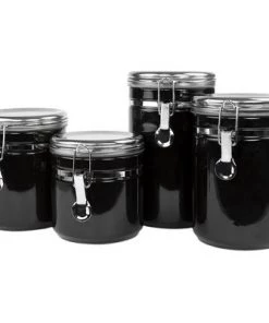 Home Basics 4 Piece Canister Set with Stainless Steel Tops